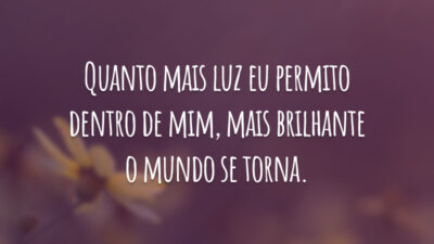 Quanto mais luz eu permito dentro de mim, mais brilhante o mundo se torna.