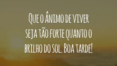 Que o ânimo de viver seja tão forte quanto o brilho do sol. Boa tarde!