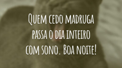 Quem cedo madruga passa o dia inteiro com sono. Boa noite!