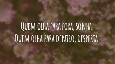 Quem olha para fora, sonha. Quem olha para dentro, desperta.