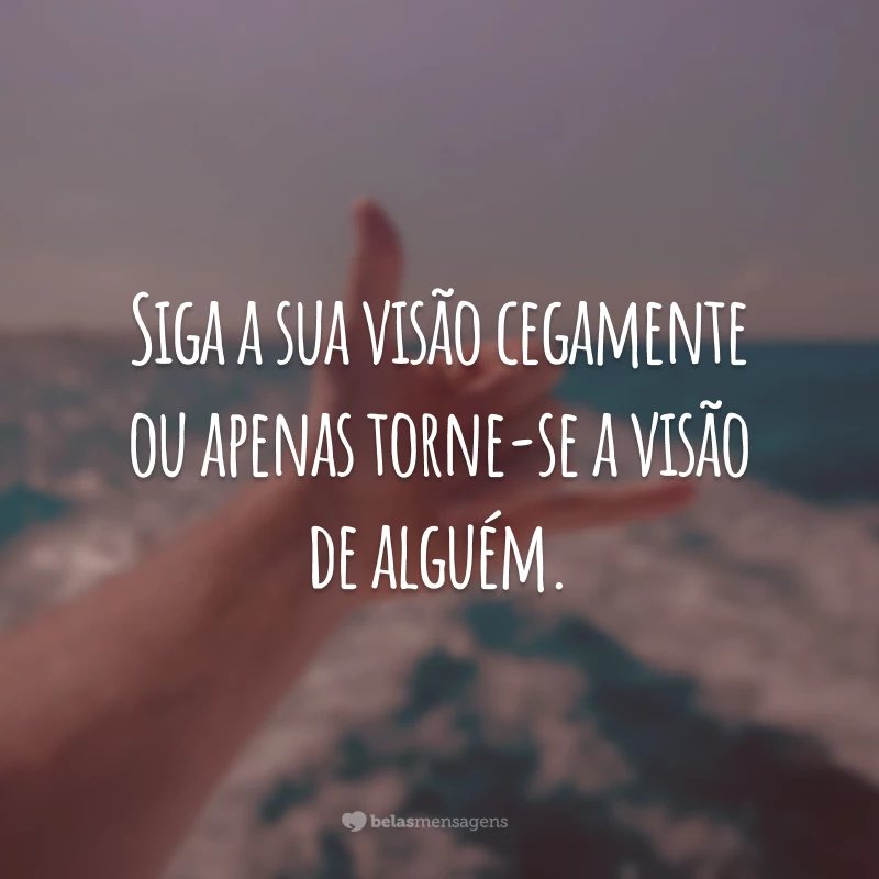 Siga a sua visão cegamente ou apenas torne-se a visão de alguém.