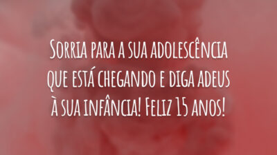 Sorria para a sua adolescência que está chegando e diga adeus à sua infância! Feliz 15 anos!