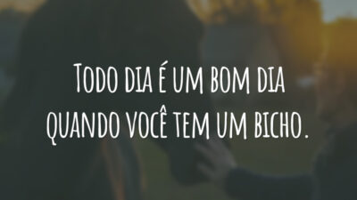 Todo dia é um bom dia quando você tem um bicho.