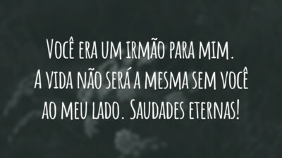 Você era um irmão para mim. A vida não será a mesma sem você ao meu lado. Saudades eternas!