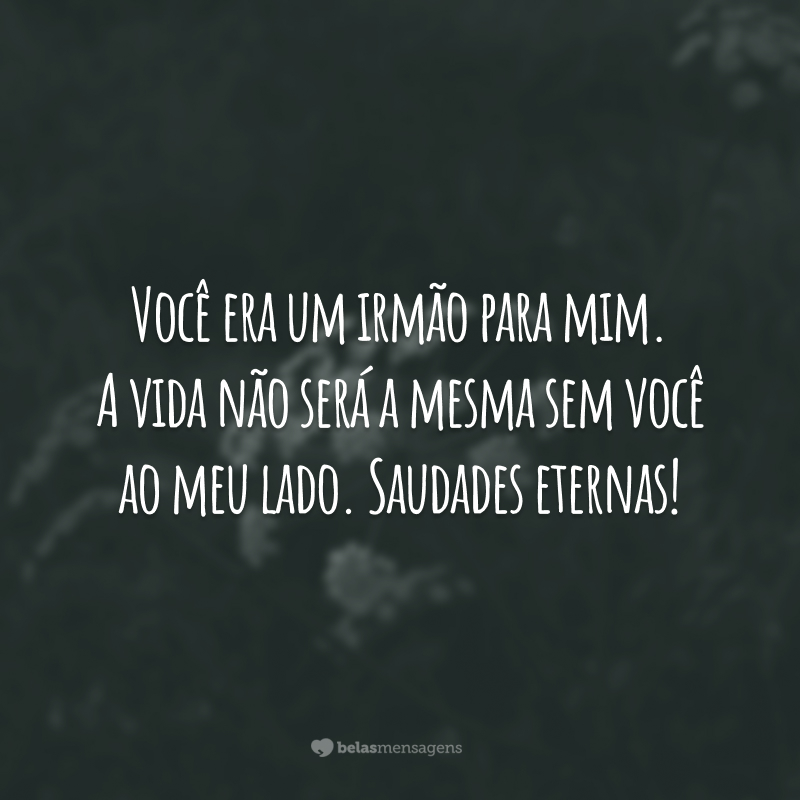 Você era um irmão para mim. A vida não será a mesma sem você ao meu lado. Saudades eternas!