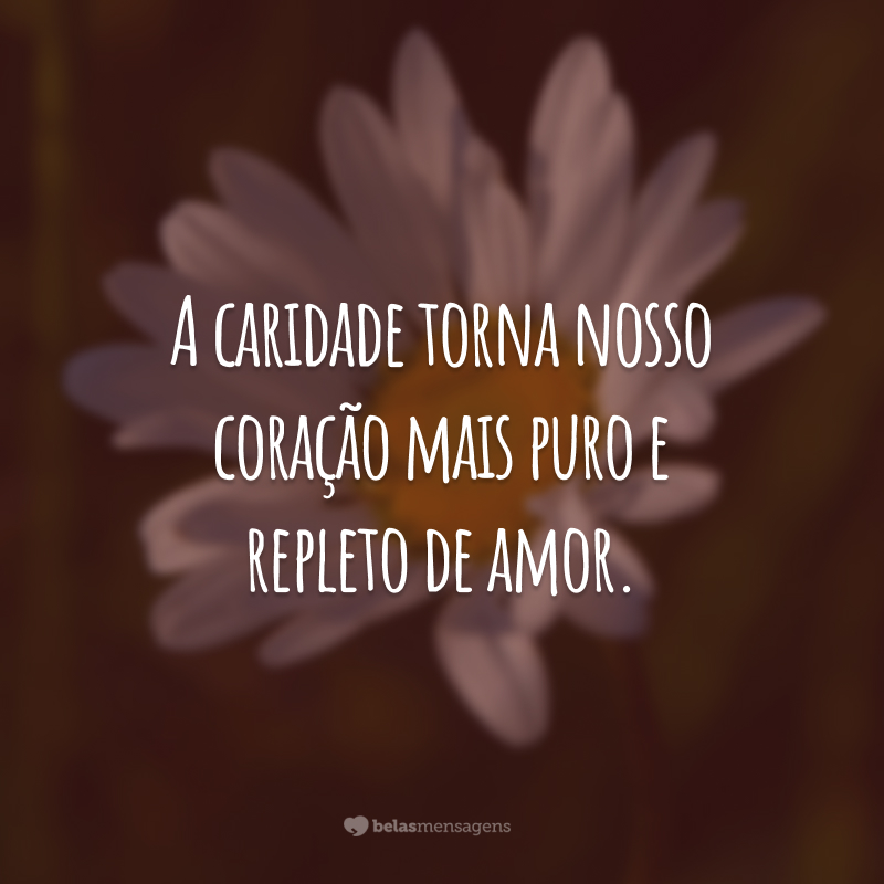 A caridade torna nosso coração mais puro e repleto de amor.