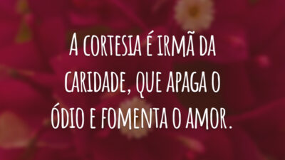 A cortesia é irmã da caridade, que apaga o ódio e fomenta o amor.