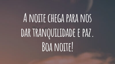 A noite chega para nos dar tranquilidade e paz. Boa noite!