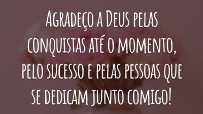 Agradeço a Deus pelas conquistas até o momento, pelo sucesso  e pelas pessoas que se dedicam junto comigo!