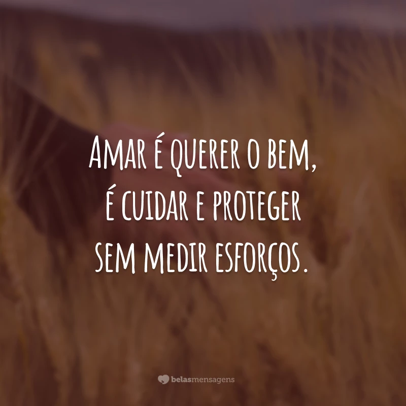 Amar é querer o bem, é cuidar e proteger sem medir esforços.