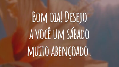 Bom dia! Desejo a você um sábado muito abençoado.