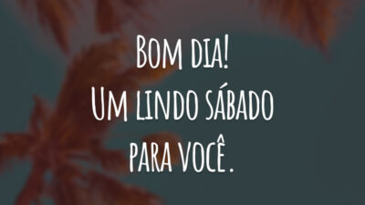 Bom dia! Um lindo sábado para você.