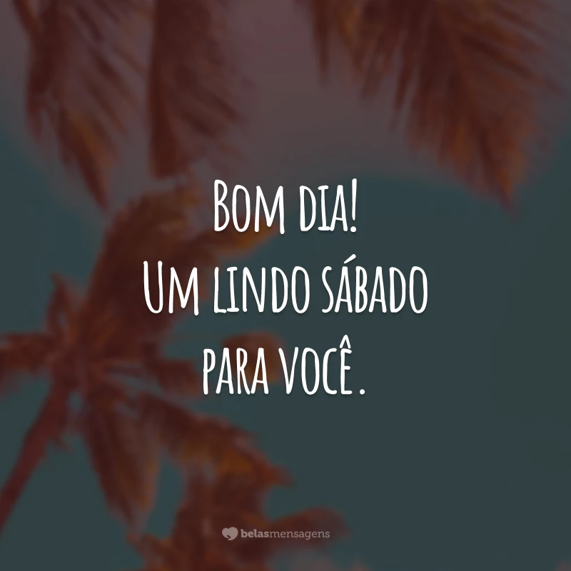 Bom dia! Um lindo sábado para você.