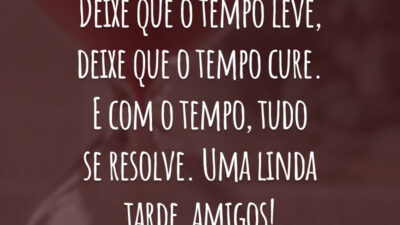 Deixe que o tempo leve, deixe que o tempo cure. E com o tempo, tudo se resolve. Uma linda tarde, amigos!