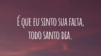 É que eu sinto sua falta, todo santo dia.