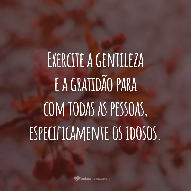 Exercite a gentileza e a gratidão para com todas as pessoas, especificamente os idosos.