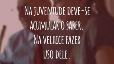 Na juventude deve-se acumular o saber. Na velhice fazer uso dele.