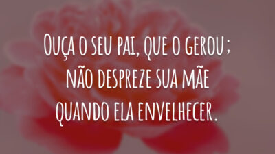 Ouça o seu pai, que o gerou; não despreze sua mãe quando ela envelhecer.