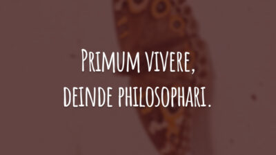 Primum vivere, deinde philosophari. (Primeiro viver, depois filosofar.)