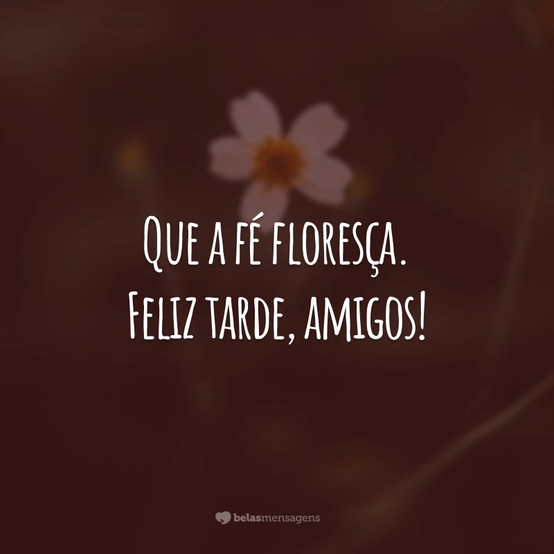 Que a fé floresça. Feliz tarde, amigos!