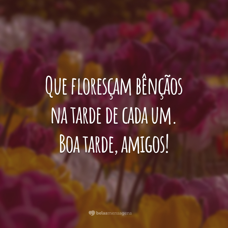 Que floresçam bênçãos na tarde de cada um. Boa tarde, amigos!