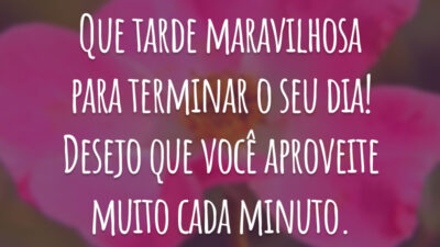 Que tarde maravilhosa para terminar o seu dia!   Desejo que você aproveite muito cada minuto.