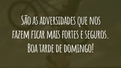 São as adversidades que nos fazem ficar mais fortes e seguros. Boa tarde de domingo!