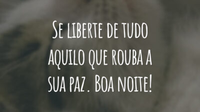 Se liberte de tudo aquilo que rouba a sua paz. Boa noite!