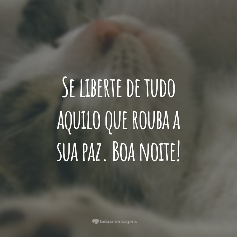 Se liberte de tudo aquilo que rouba a sua paz. Boa noite!