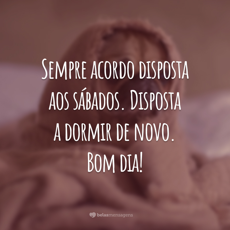 Sempre acordo disposta aos sábados. Disposta a dormir de novo. Bom dia!