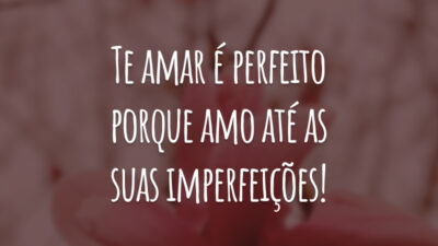 Te amar é perfeito porque amo até as suas imperfeições!