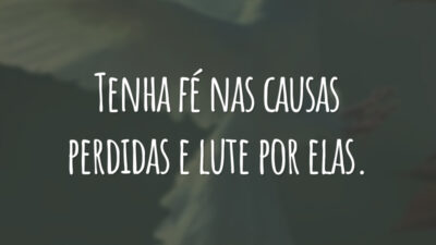 Tenha fé nas causas perdidas e lute por elas.