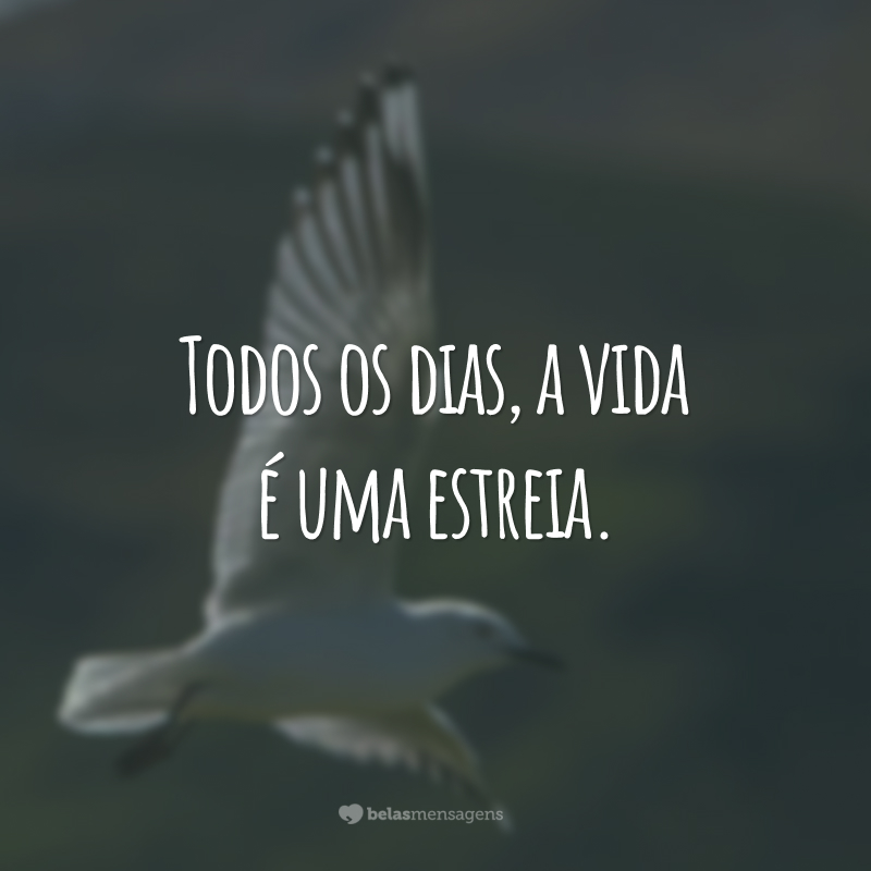 Todos os dias, a vida é uma estreia.