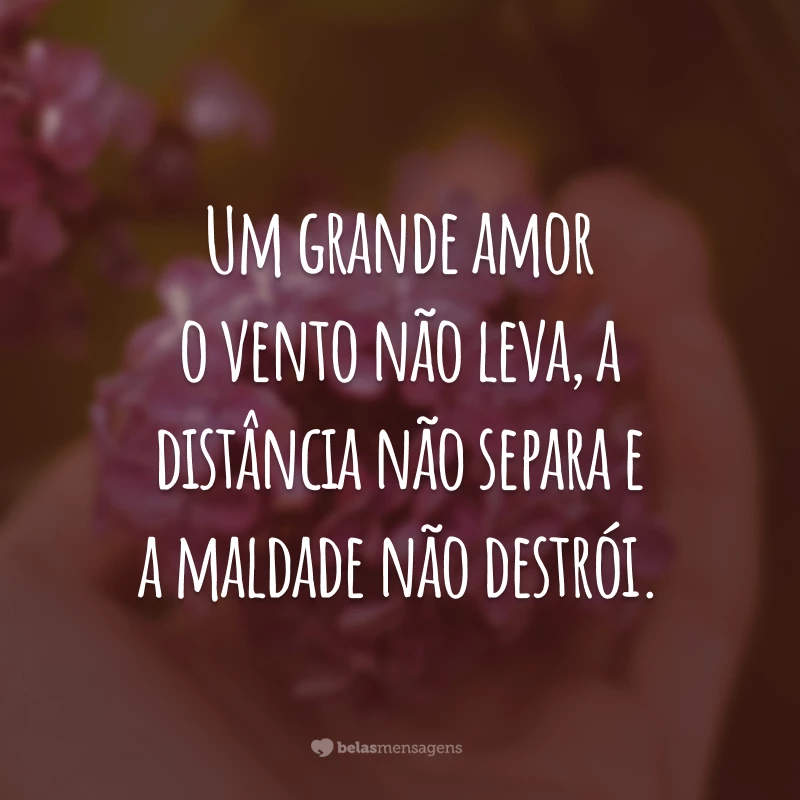 Um grande amor o vento não leva, a distância não separa e a maldade não destrói.