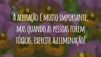 A aceitação é muito importante, mas quando as pessoas forem tóxicas, exercite a eliminação!