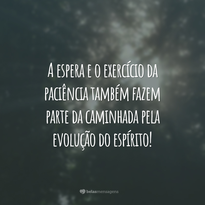 A espera e o exercício da paciência também fazem parte da caminhada pela evolução do espírito!