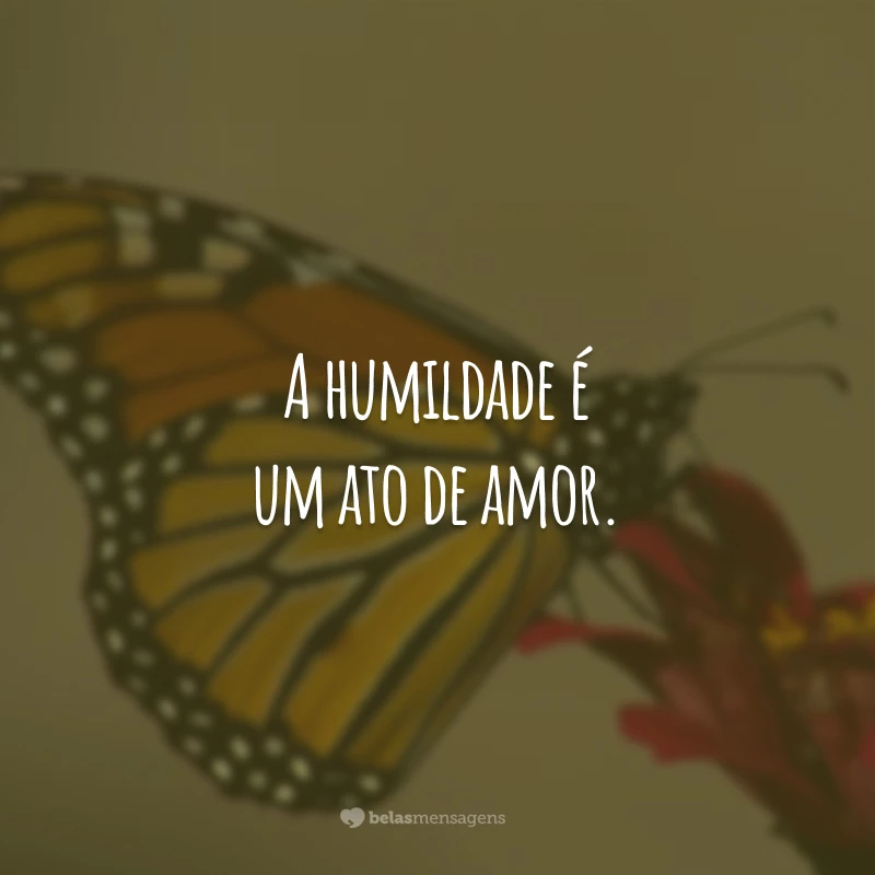 A humildade é um ato de amor.