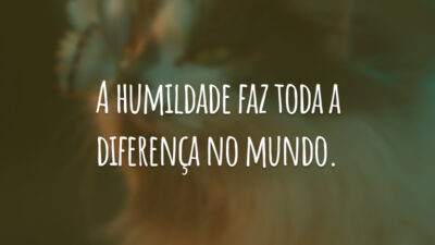 A humildade faz toda a diferença no mundo.