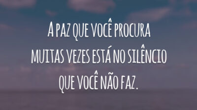 A paz que você procura muitas vezes está no silêncio que você não faz.