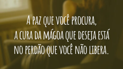 A paz que você procura, a cura da mágoa que deseja está no perdão que você não libera.