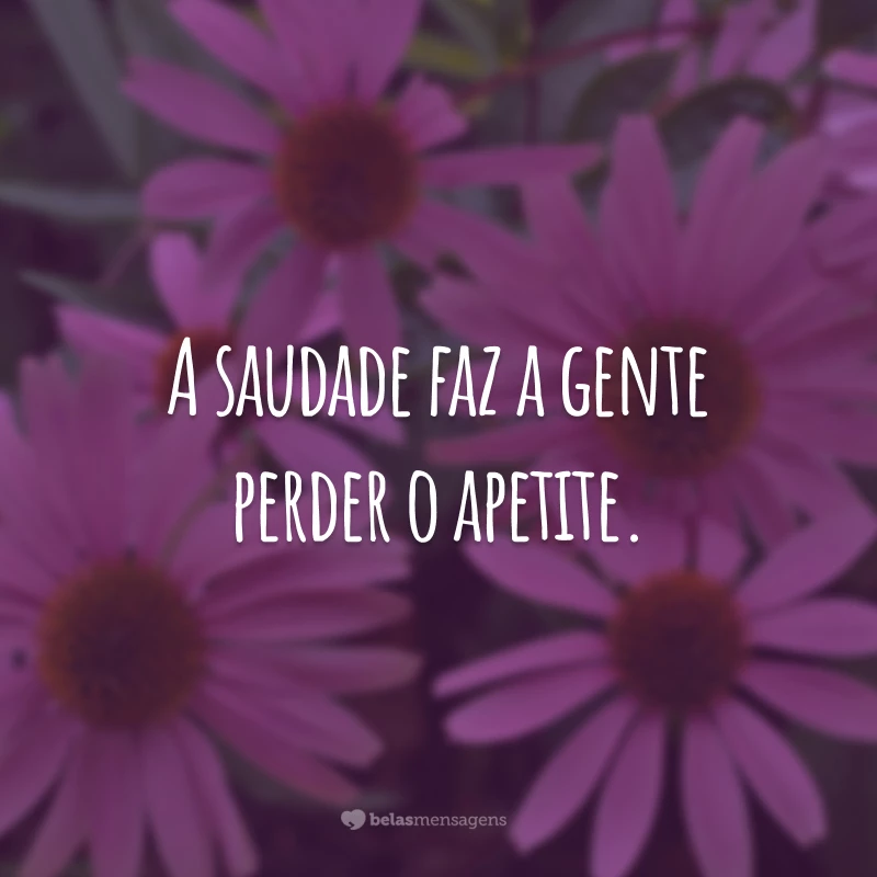 A saudade faz a gente perder o apetite.