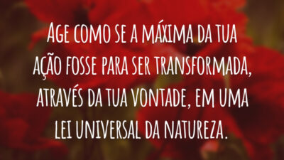 Age como se a máxima da tua ação fosse para ser transformada, através da tua vontade, em uma lei universal da natureza.