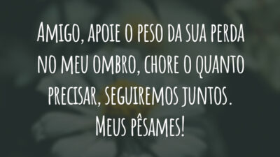 Amigo, apoie o peso da sua perda no meu ombro, chore o quanto precisar, seguiremos juntos. Meus pêsames!