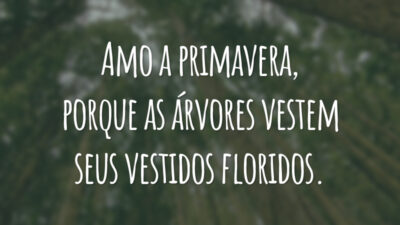 Amo a primavera, porque as árvores vestem seus vestidos floridos.