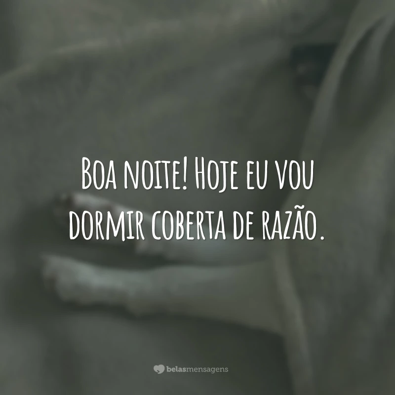 Boa noite! Hoje eu vou dormir coberta de razão.