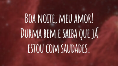 Boa noite, meu amor! Durma bem e saiba que já estou com saudades.