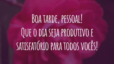 Boa tarde, pessoal! Que o dia seja produtivo e satisfatório para todos vocês!
