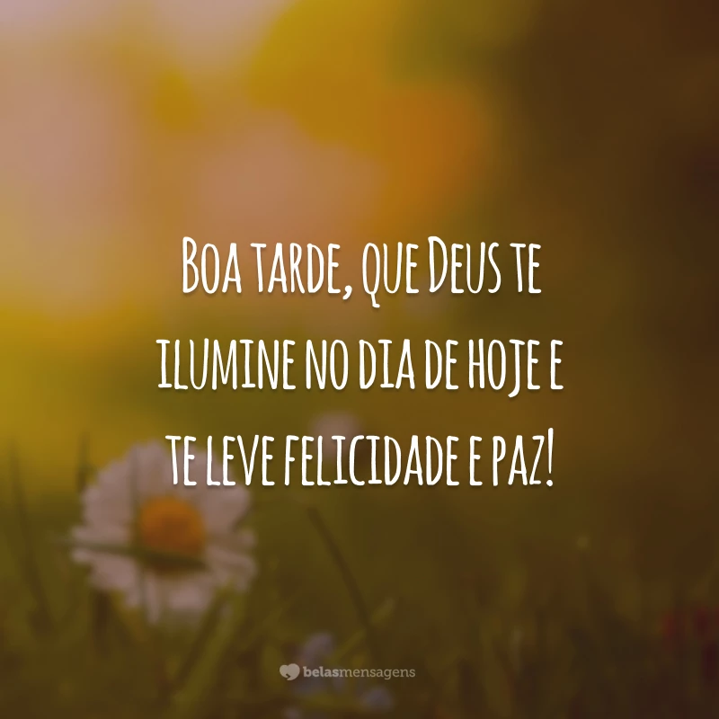 Boa tarde, que Deus te ilumine no dia de hoje e te leve felicidade e paz!