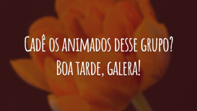 Cadê os animados desse grupo? Boa tarde, galera!