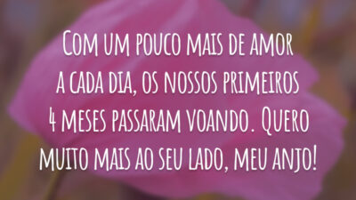 Com um pouco mais de amor a cada dia, os nossos primeiros 4 meses passaram voando. Quero muito mais ao seu lado, meu anjo!